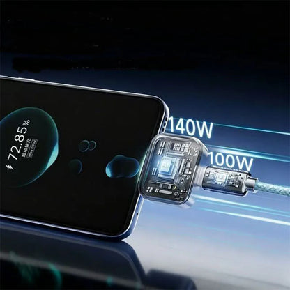 140W PD Auto-Eject Fast Charger AI Chip Overcharge Protection Smart Power Disconnector Full Charge for IOS Phones Tablets Laptop
