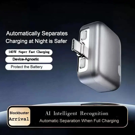 140W PD Auto-Eject Fast Charger AI Chip Overcharge Protection Smart Power Disconnector Full Charge for IOS Phones Tablets Laptop
