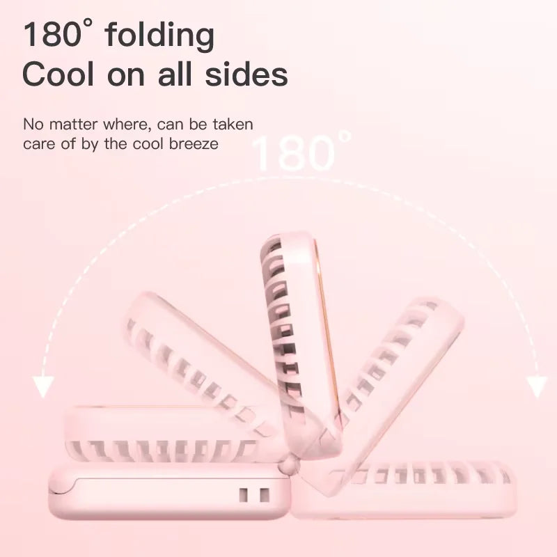 3-in-1 Mini Portable Fan Hanging Neck Fan Handheld Fan & Foldable Mirror with Power Bank, Compact & Portable for Summer Sports