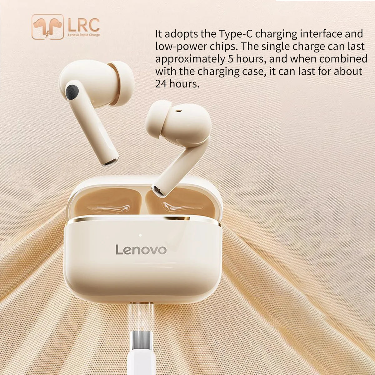 Lenovo Wireless Bt5.4 Low Latency Earbuds with Mic Hd Call Noise Reduction Long Standby Earphones Human Ear Design Headphones