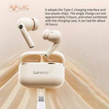 Lenovo Wireless Bt5.4 Low Latency Earbuds with Mic Hd Call Noise Reduction Long Standby Earphones Human Ear Design Headphones